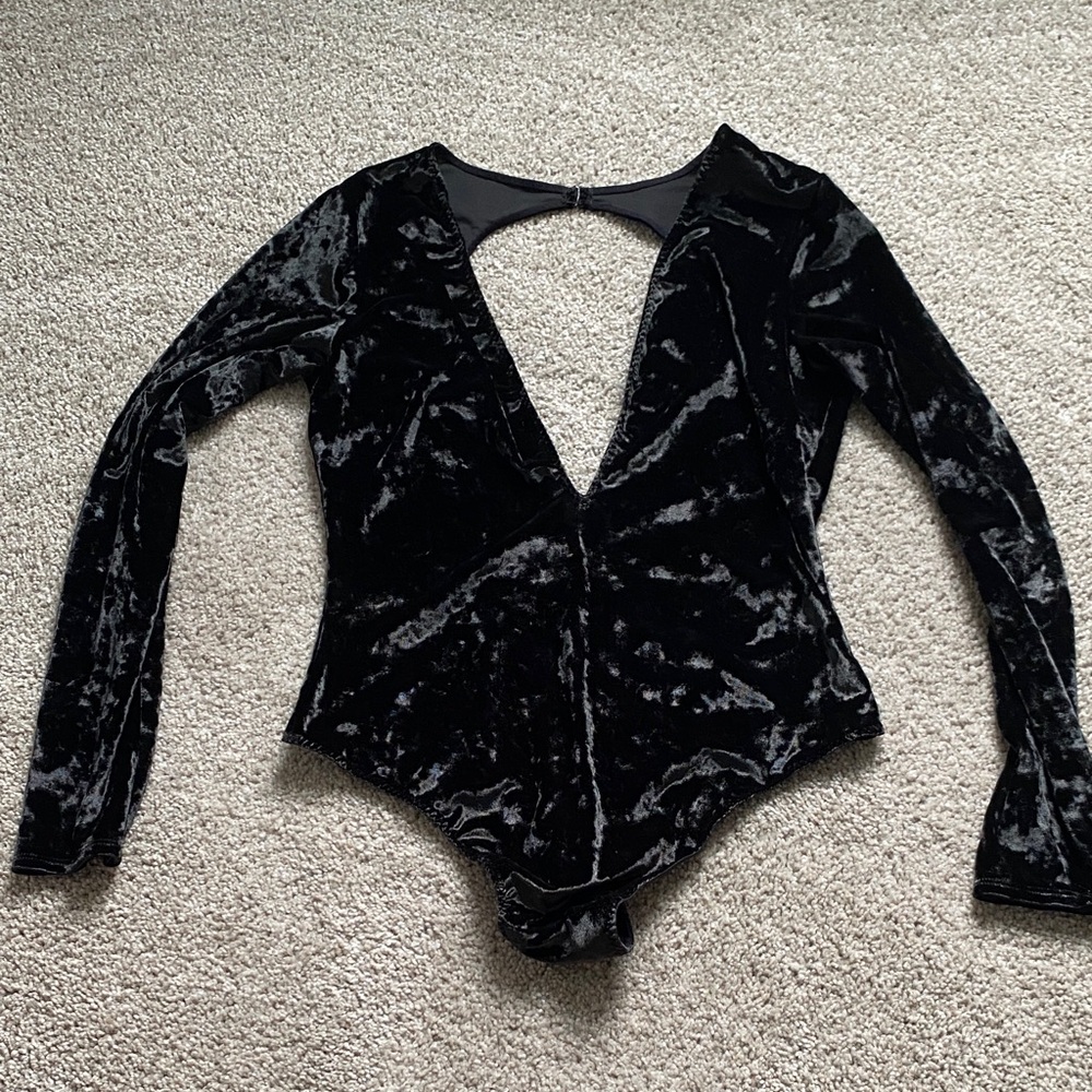 Victoria's Secret Black Velvet Bodysuit